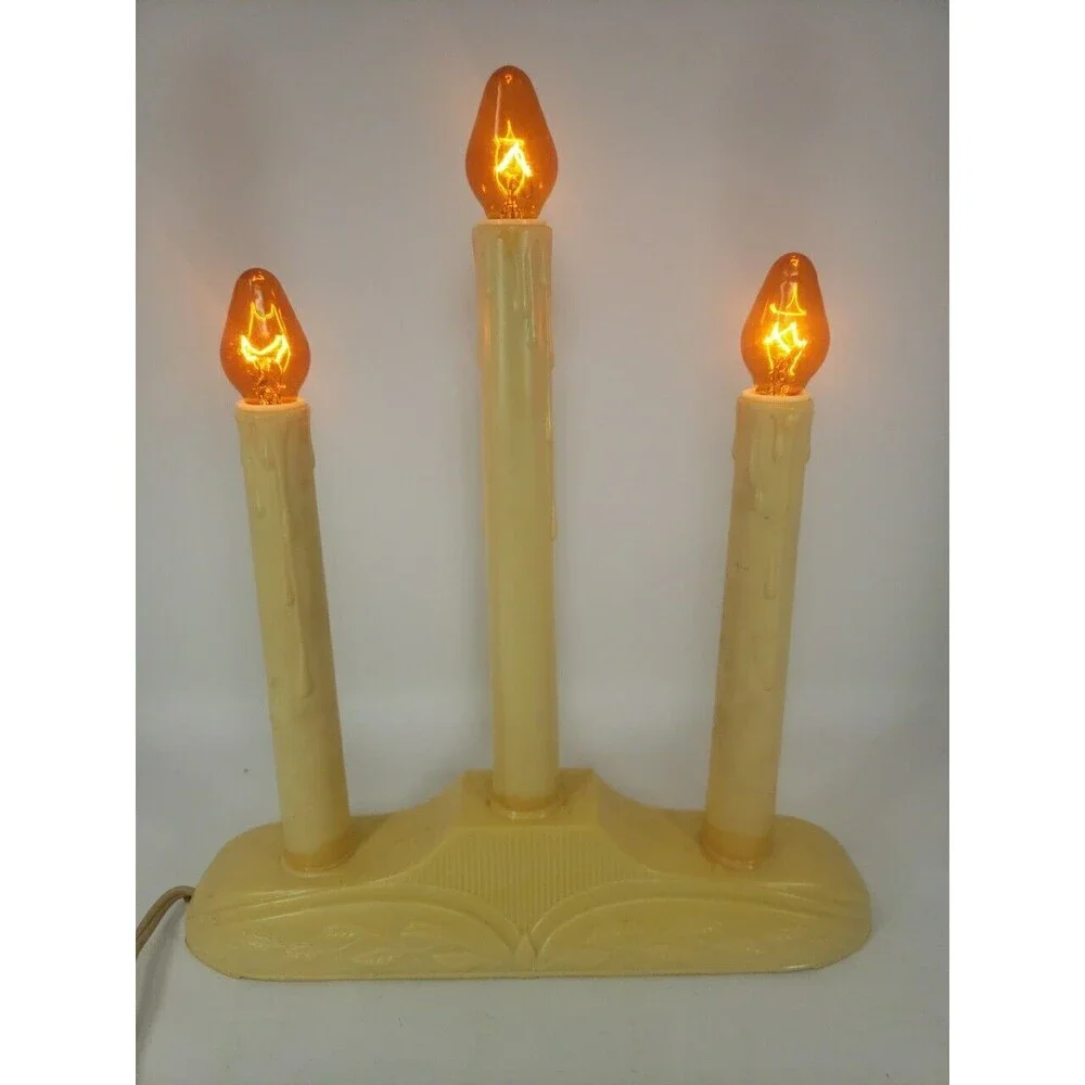 VTG GE Candolier Christmas Candle Sticks General Electric  3 Light Cool Bright